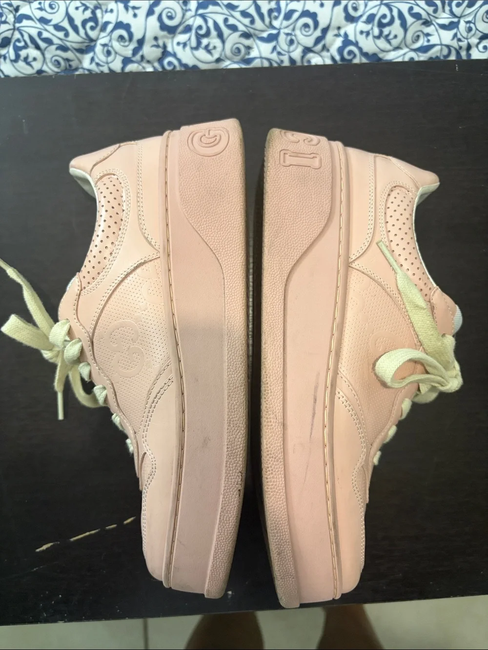 Gucci Pink Leather Lace-Up Women's Sneakers